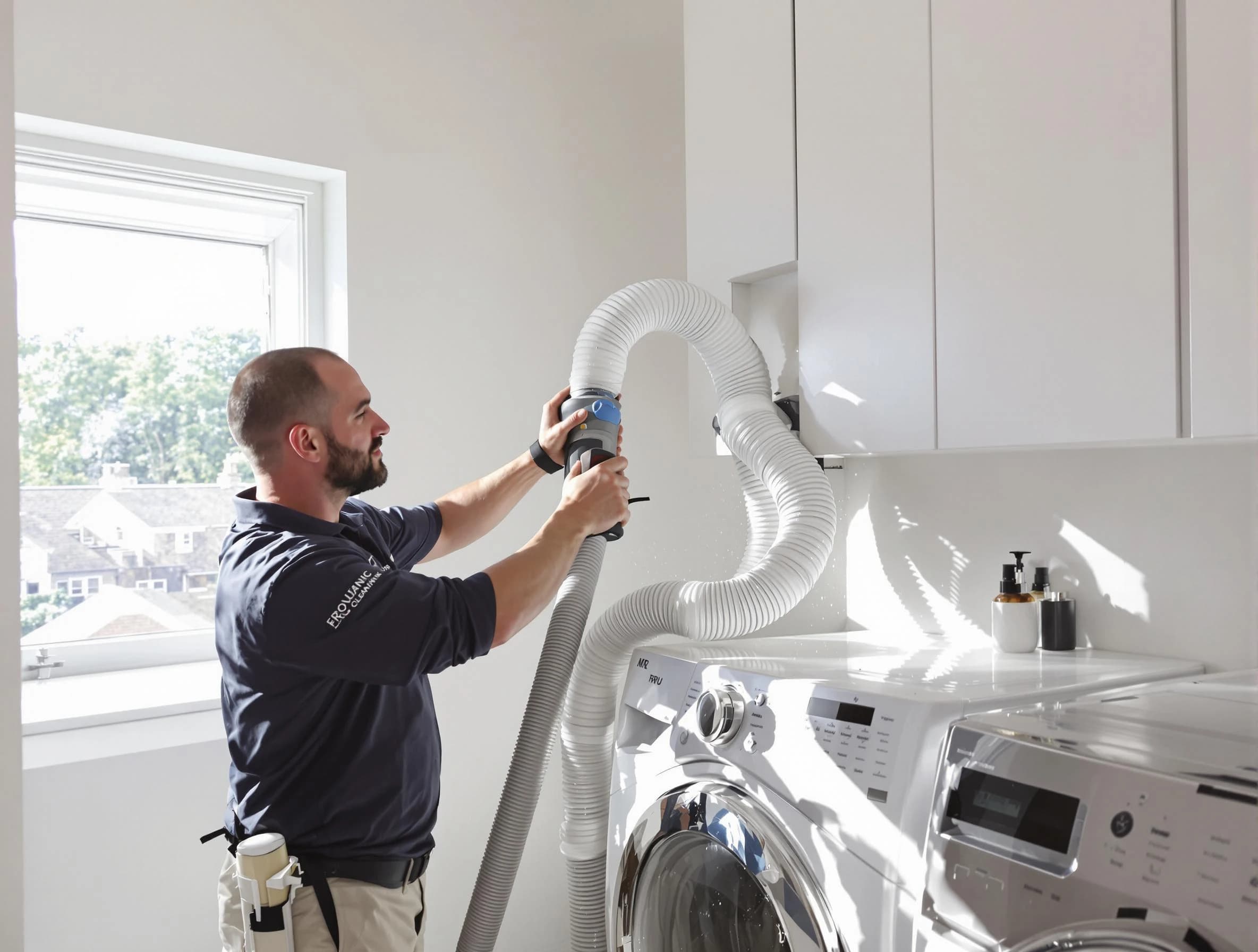 Certified Braintree Dryer Vent Cleaning technician performing dryer vent cleaning in Braintree