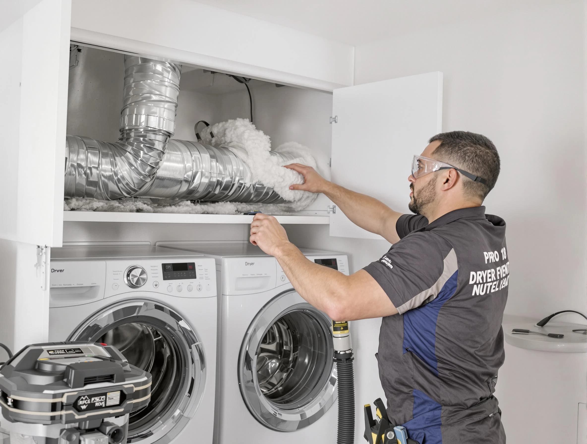 Braintree Dryer Vent Cleaning certified technician performing specialized gas dryer vent cleaning in Braintree