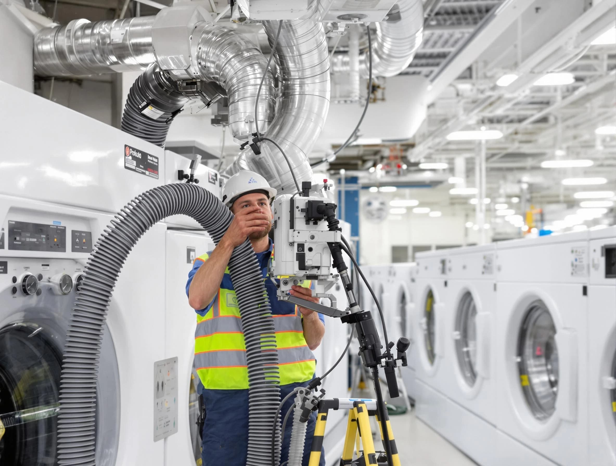 Braintree Dryer Vent Cleaning team performing commercial-grade dryer vent cleaning at a business facility in Braintree