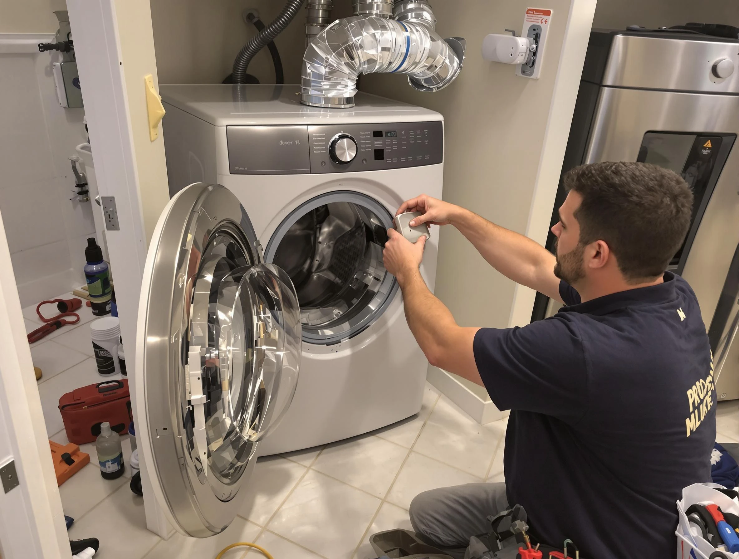 Braintree Dryer Vent Cleaning technician performing precise dryer vent hose installation in Braintree