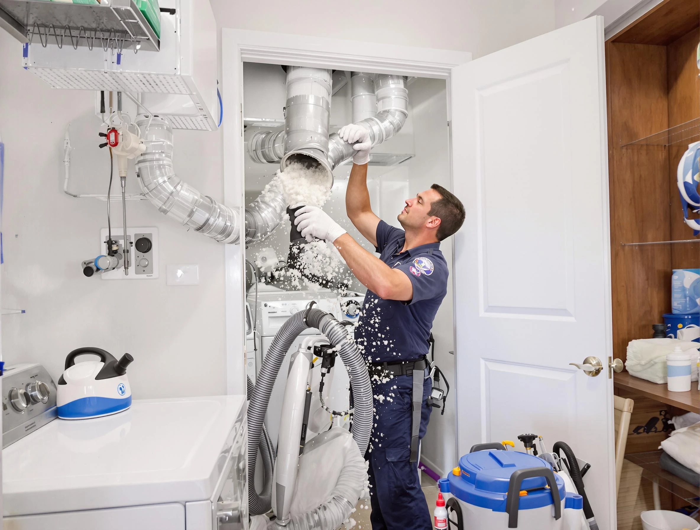 Braintree Dryer Vent Cleaning technician delivering thorough residential dryer vent cleaning service in Braintree